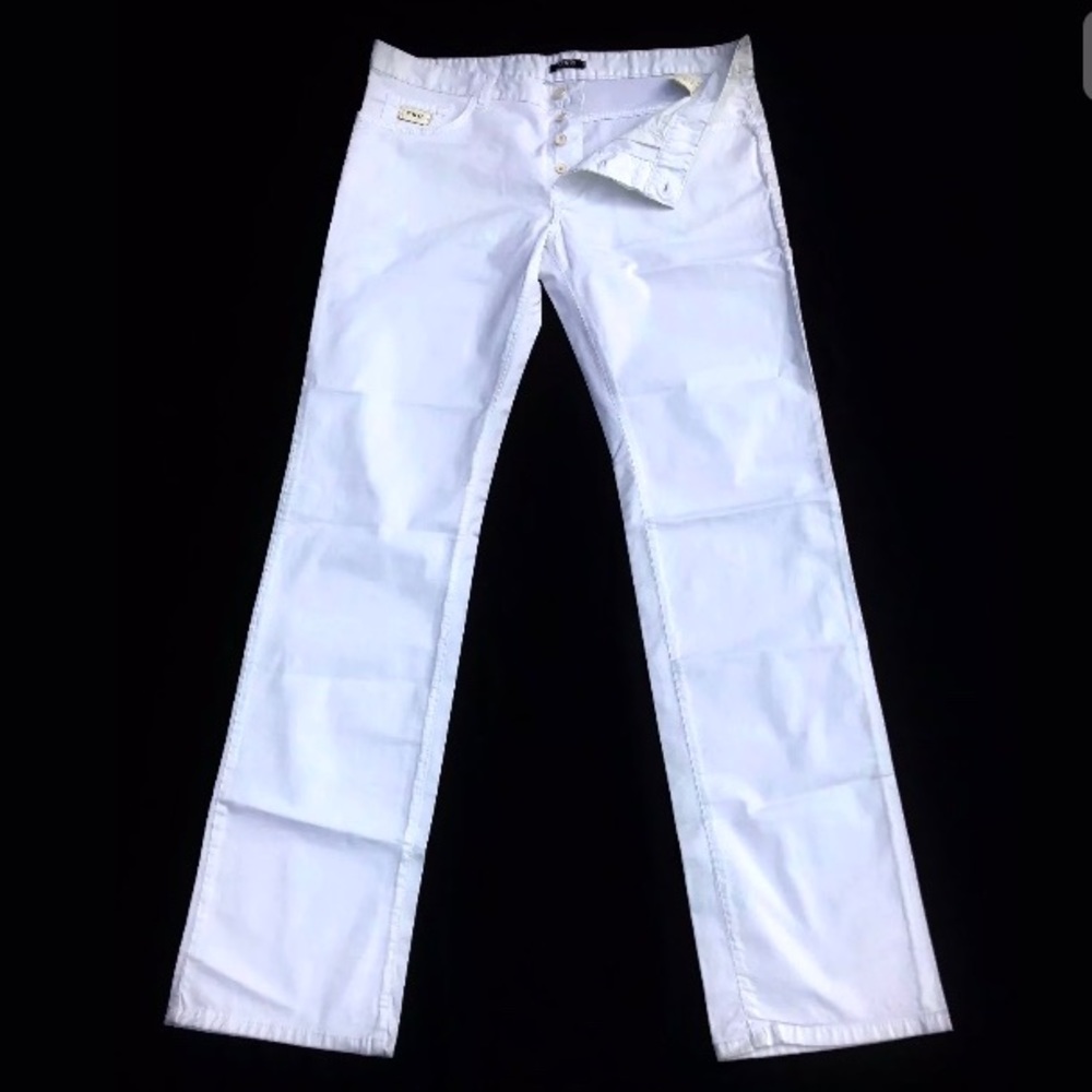 CNC Costume National White Cotton Flat Front Pants